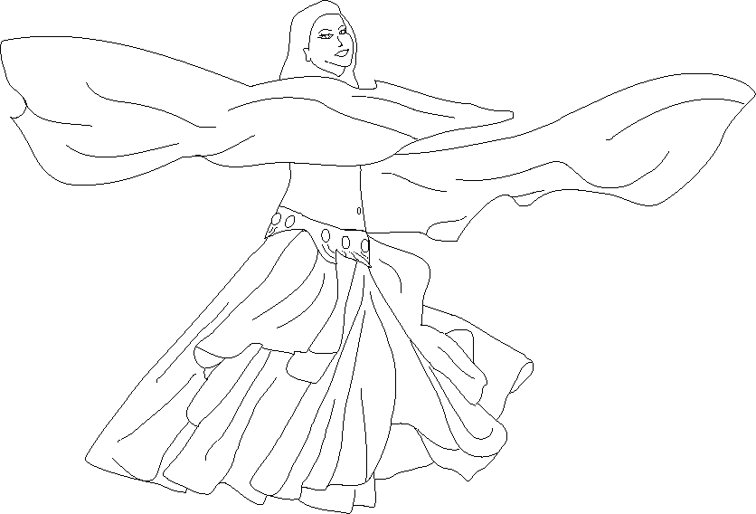 Drawing Of Dancer With Double Veils